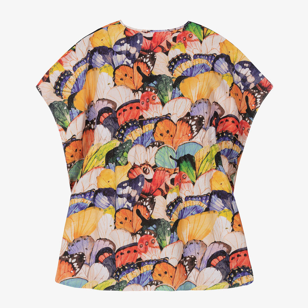 Stella Cove-Girls Orange Butterfly Print Kaftan | Childrensalon Outlet