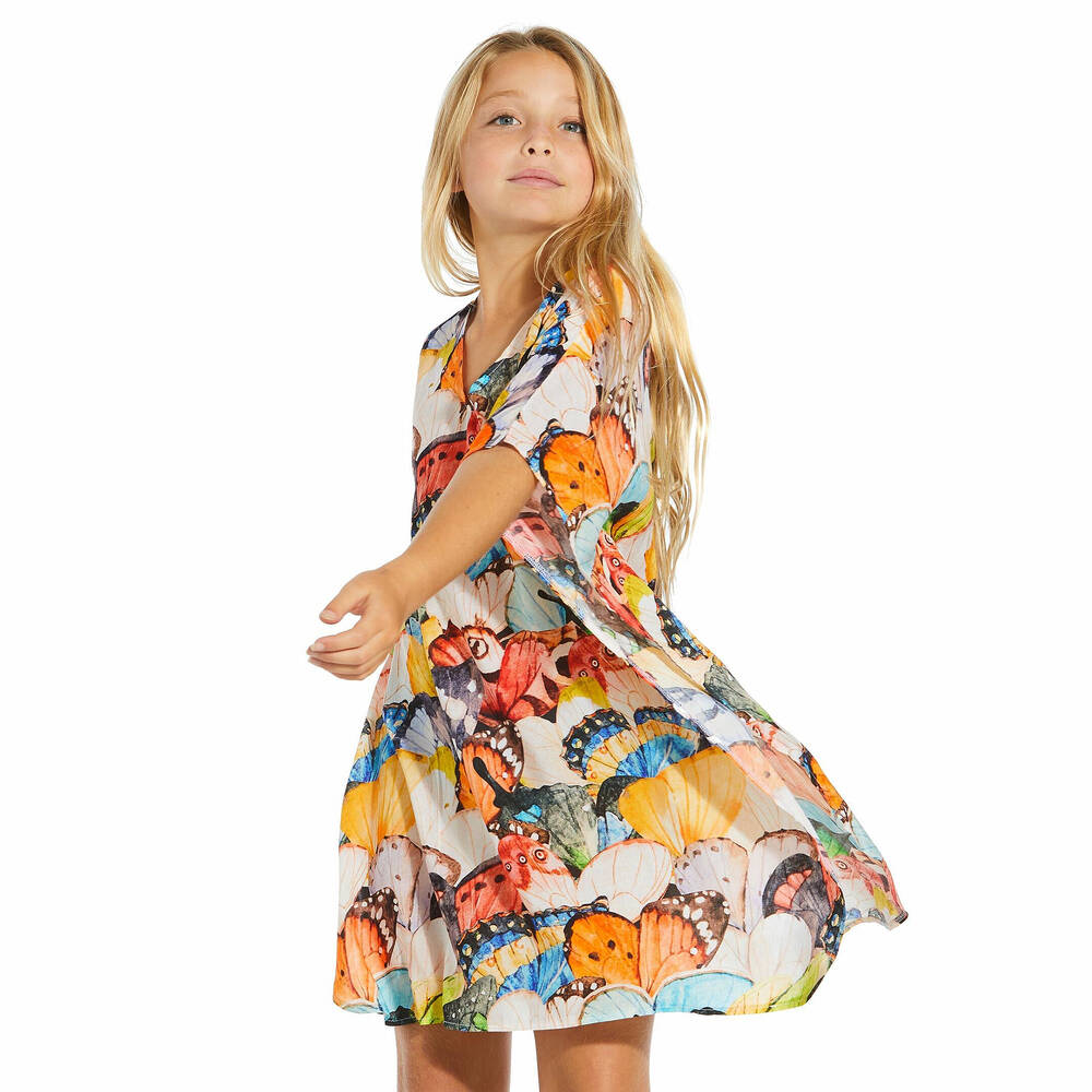 Stella Cove-Girls Orange Butterfly Print Kaftan | Childrensalon Outlet