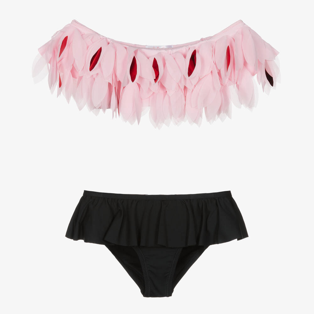 Stella Cove-Girls Pink & Black Petals Bikini | Childrensalon Outlet