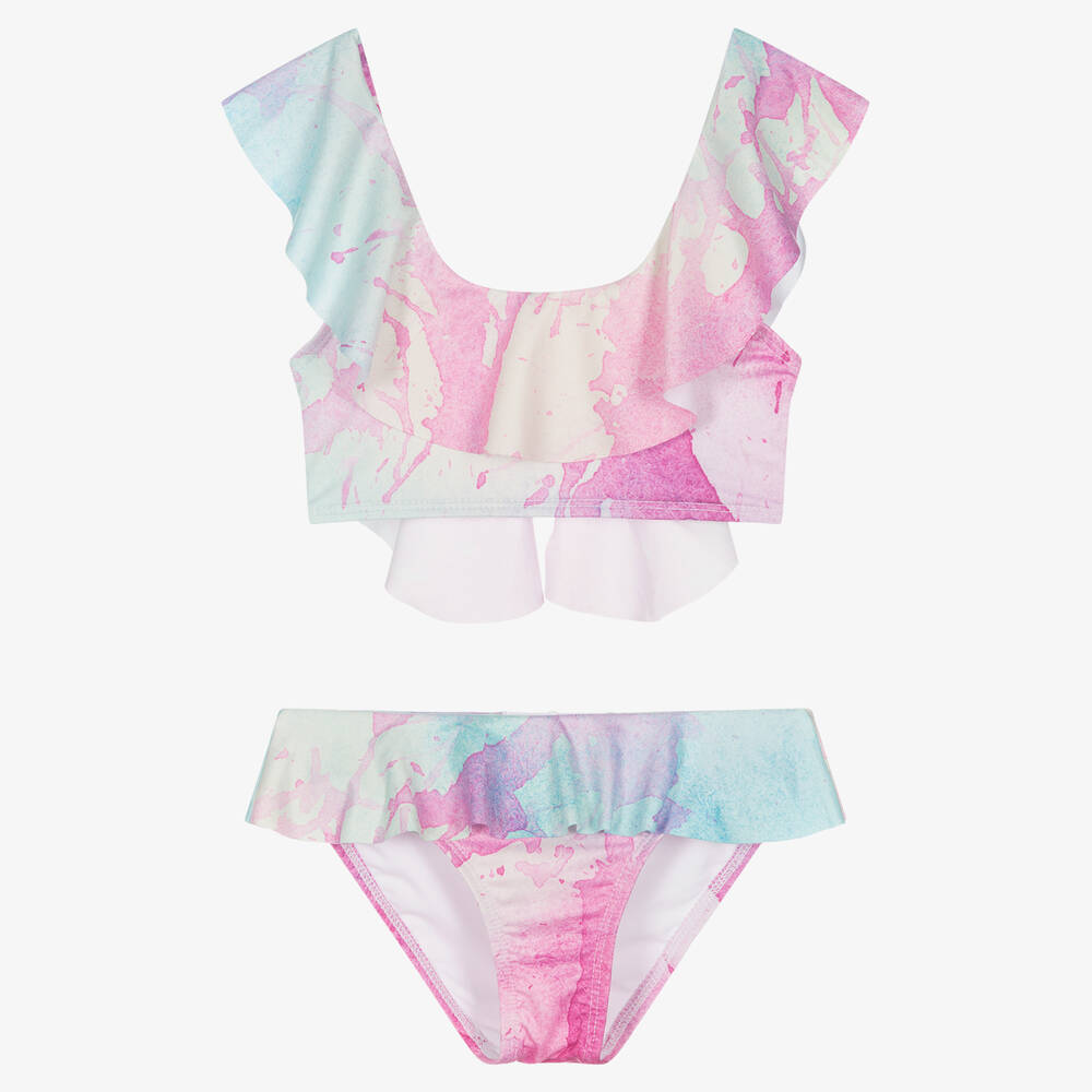 Stella Cove-Girls Pink & Blue Ruffle Bikini | Childrensalon Outlet
