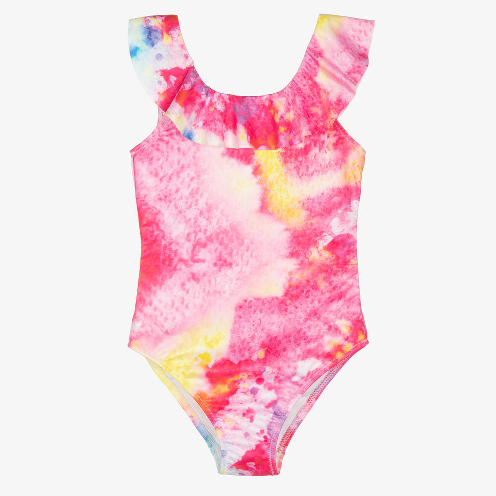 Stella Cove - Girls Pink Tie Dye Ruffle Swimsuit | Childrensalon