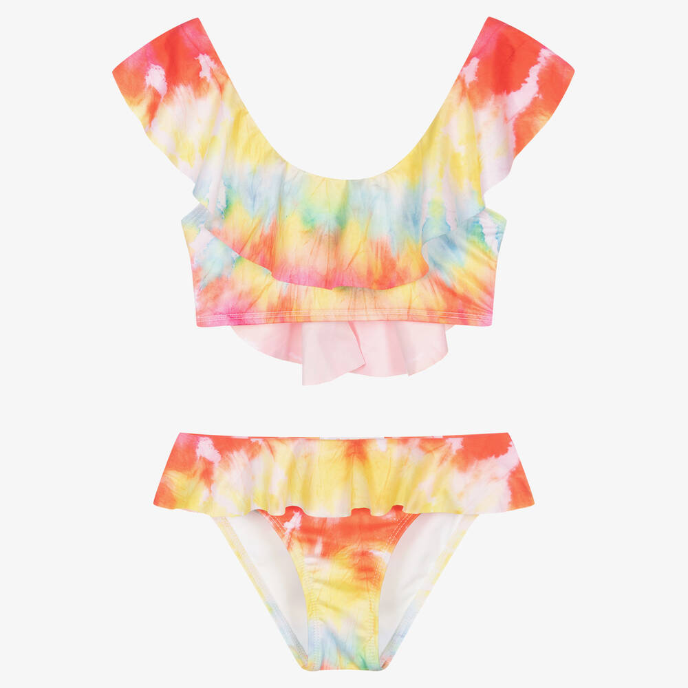 Stella Cove-Girls Red & Yellow Tie-Dye Ruffle Bikini | Childrensalon Outlet