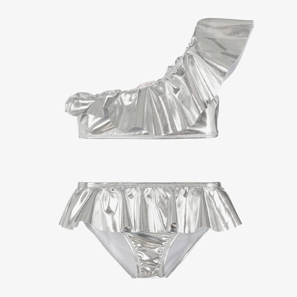 Stella Cove-Girls Silver One Shoulder Bikini | Childrensalon Outlet