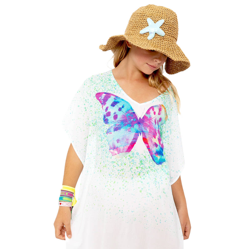 Stella Cove-Белый кафтан с бабочкой для девочек | Childrensalon Outlet