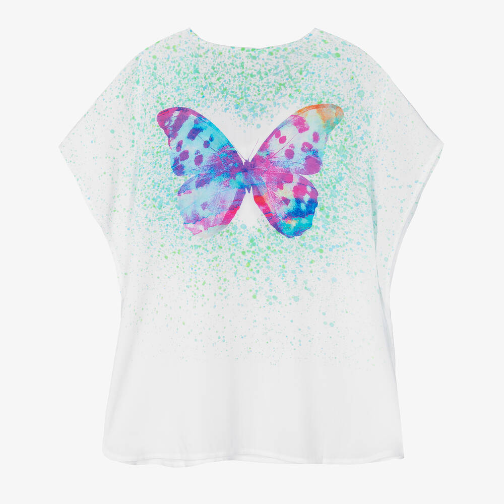Stella Cove-Белый кафтан с бабочкой для девочек | Childrensalon Outlet