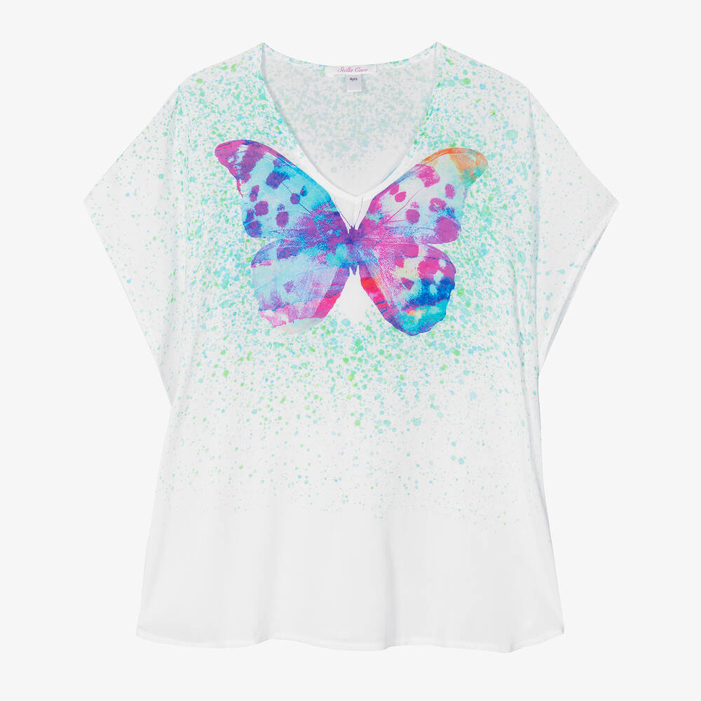 Stella Cove-Girls White Butterfly Kaftan | Childrensalon Outlet