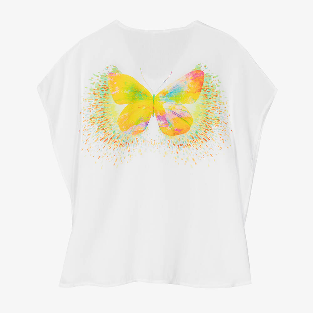 Stella Cove-Белый кафтан с бабочкой для девочек | Childrensalon Outlet