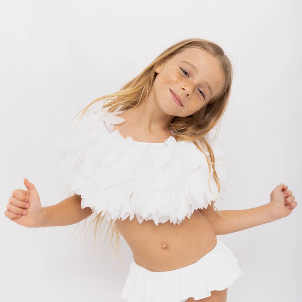 Stella Cove-Girls White Petals & Ruffle Bikini | Childrensalon Outlet