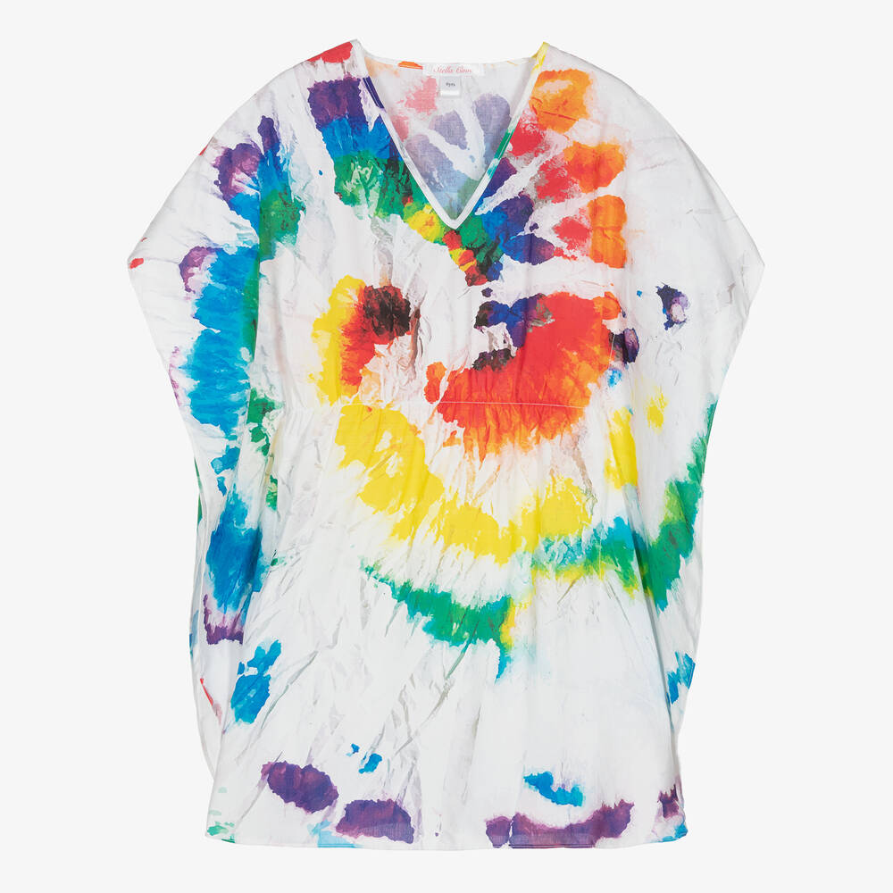 Stella Cove-Girls White Rainbow Tie-Dye Kaftan | Childrensalon Outlet
