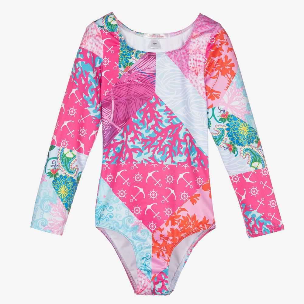 Stella Cove - Long Sleeve Patchwork Swimsuit | Childrensalon