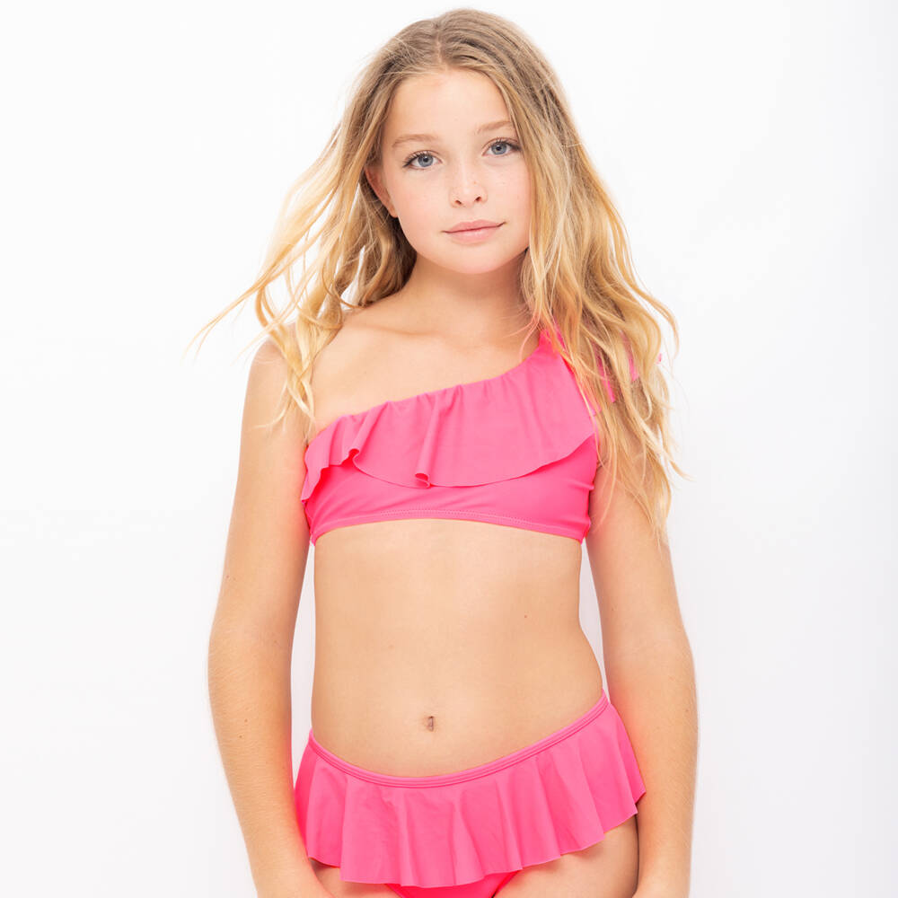 Stella Cove-Teen Girls Bright Pink Asymmetric Bikini | Childrensalon Outlet