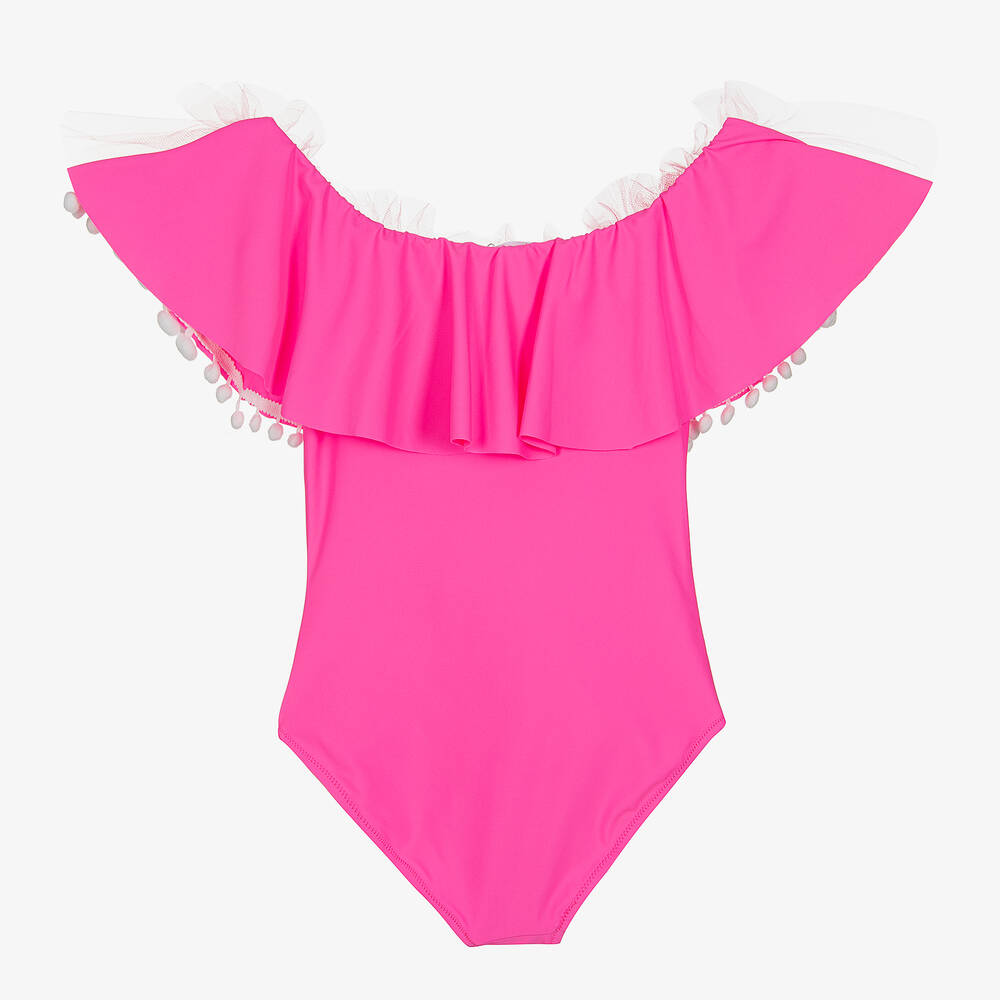 Pink neon swimsuit sales