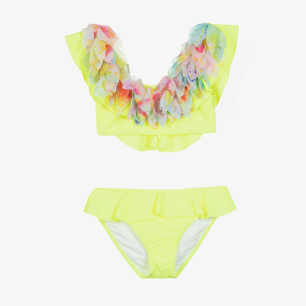 Stella Cove - Teen Girls Neon Yellow Ruffle Bikini | Childrensalon
