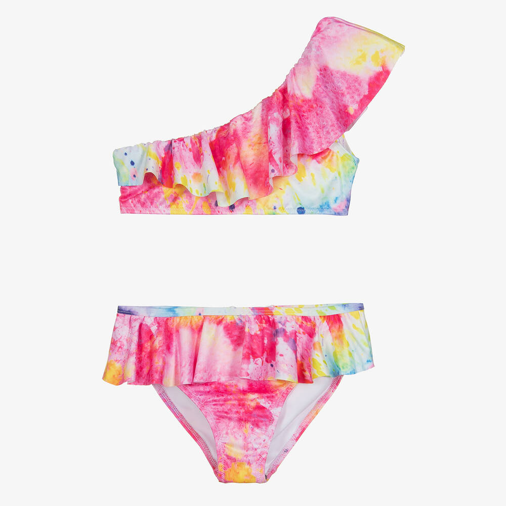 Stella Cove - Teen Girls Pink Asymmetric Ruffle Bikini  | Childrensalon