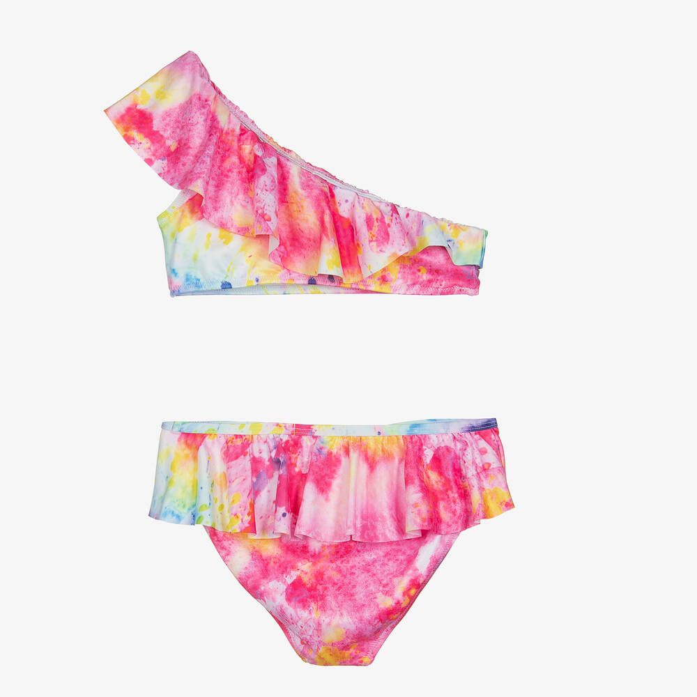 Stella Cove-Teen Girls Pink Asymmetric Ruffle Bikini  | Childrensalon Outlet
