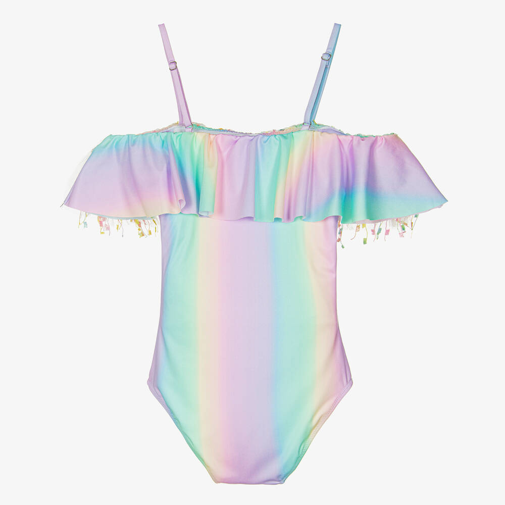 Stella Cove Teen Girls Pink Rainbow Frill Swimsuit