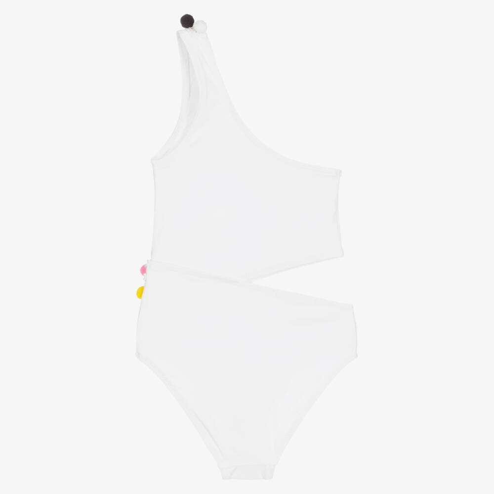 Stella Cove-Teen Girls White Cut-Out Pom-Pom Swimsuit | Childrensalon Outlet
