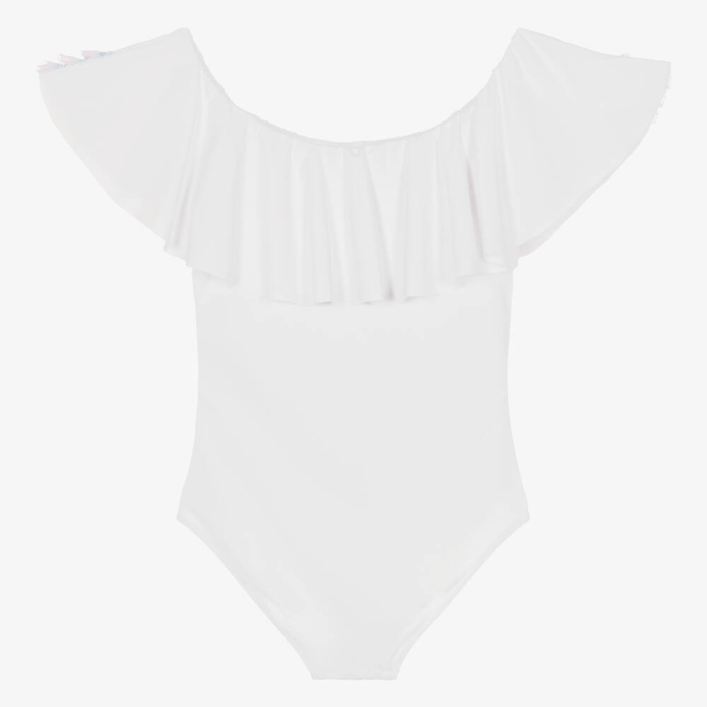 Stella Cove-Teen Girls White Frilled Swimsuit | Childrensalon Outlet