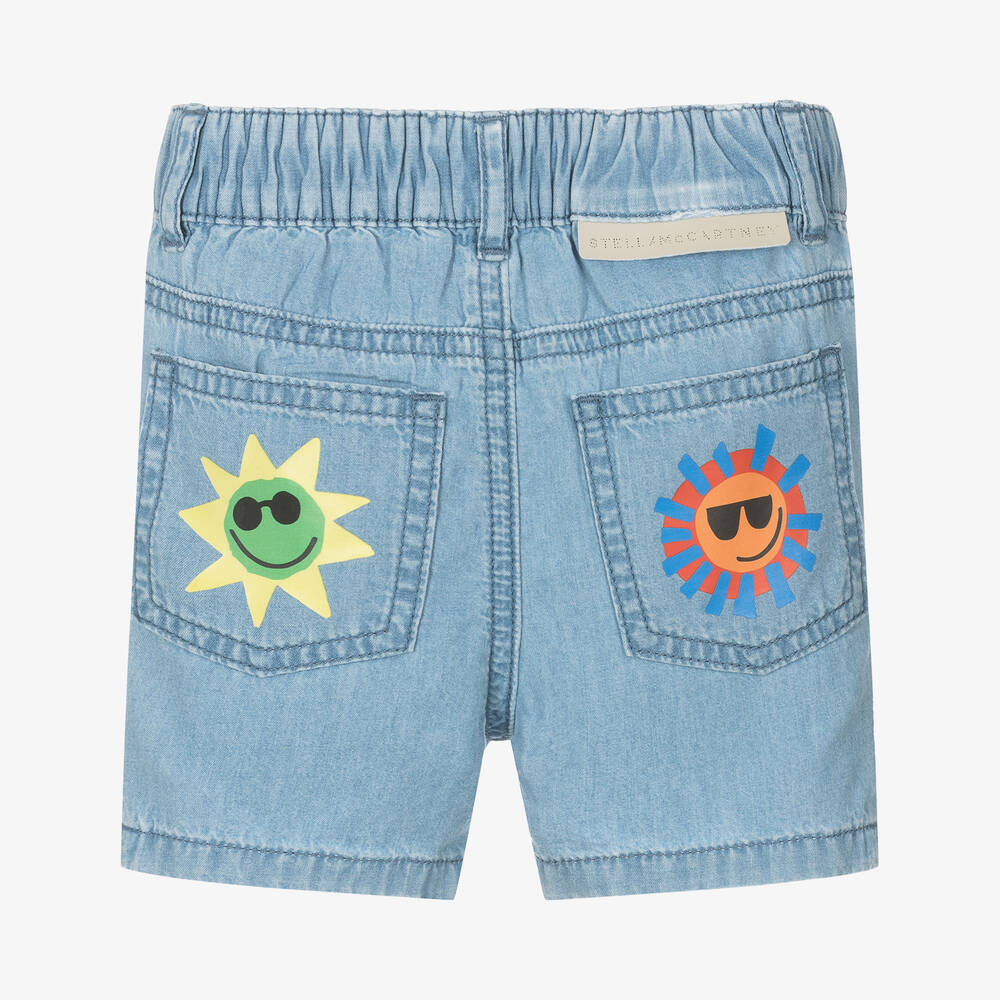 Stella McCartney Kids-شورت أطفال ولادي قطن عضوي شامبري لون أزرق | Childrensalon Outlet