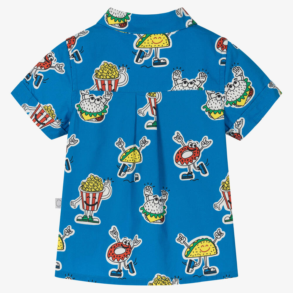 Stella McCartney Kids-Голубая хлопковая рубашка с принтом | Childrensalon Outlet