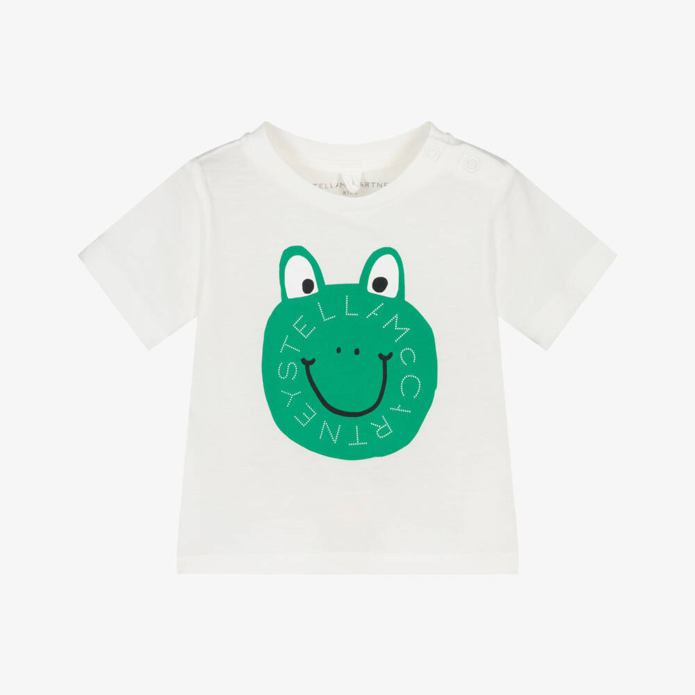 Stella McCartney Kids-تيشيرت عاجي للرضع الأولاد بتصميم ضفدع | Childrensalon Outlet