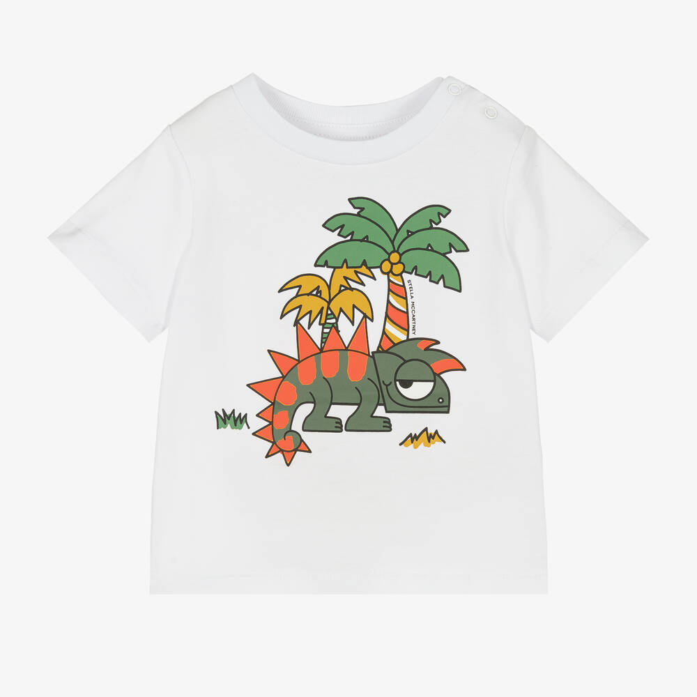 Stella McCartney Kids - Baby Boys White Cotton Gecko T-Shirt | Childrensalon