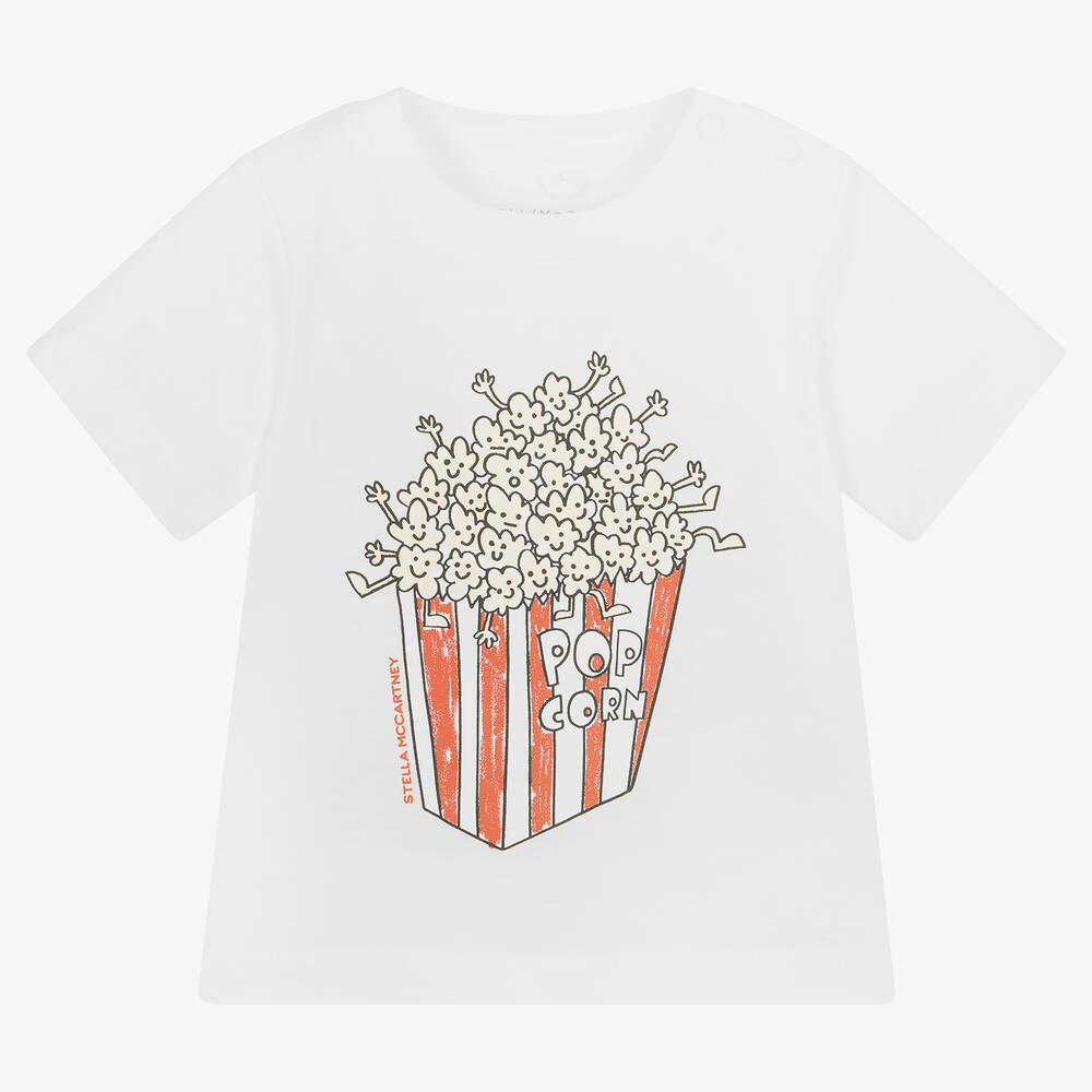 Stella McCartney Kids - Белая футболка с попкорном | Childrensalon