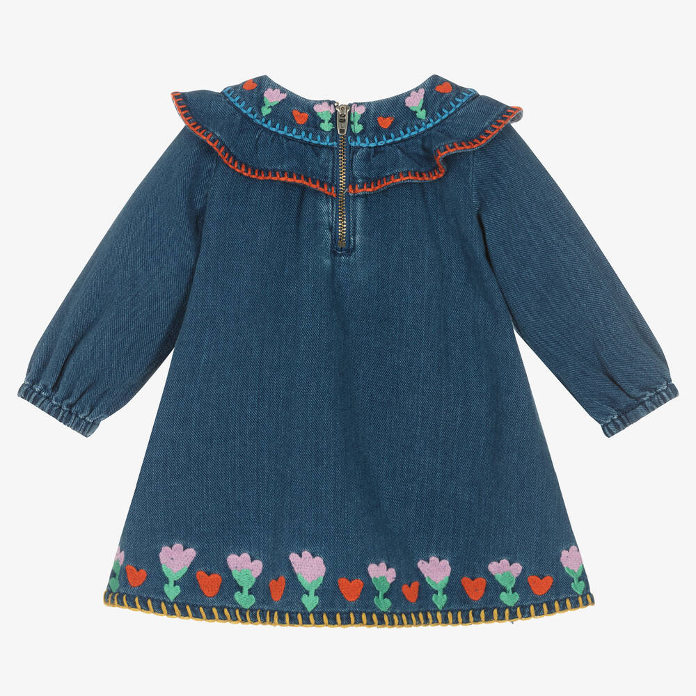 Stella McCartney Kids-Синее джинсовое платье с вышивкой | Childrensalon Outlet
