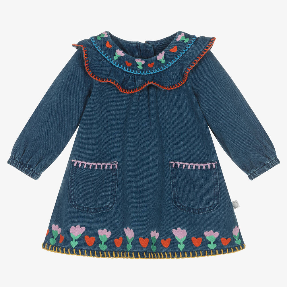 Stella McCartney Kids - Robe bleue brodée en jean bébé | Childrensalon