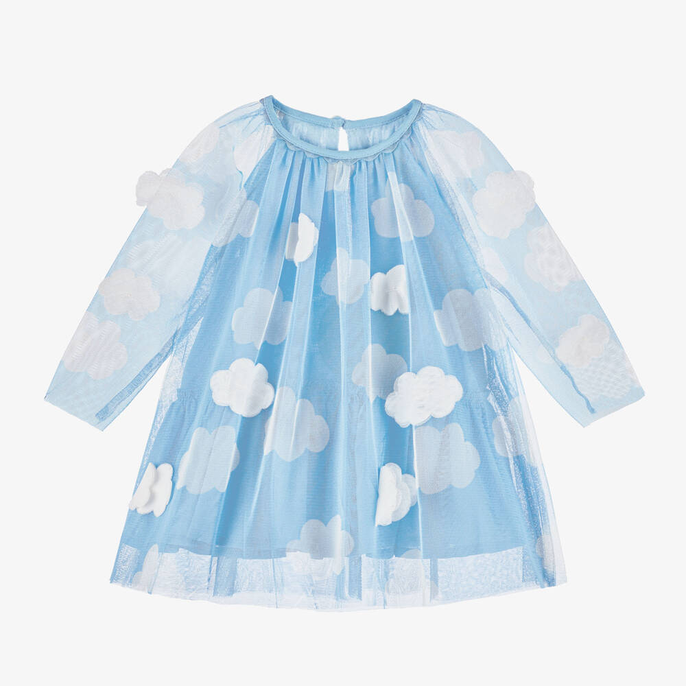 Stella McCartney Kids-Baby Girls Blue Tulle Cloud Dress | Childrensalon Outlet