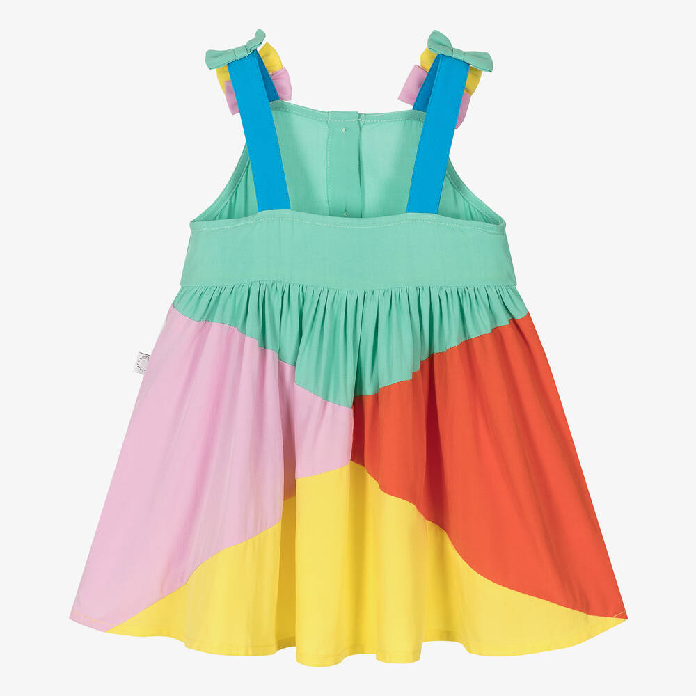 Stella McCartney Kids-Baby Girls Green Colourblock Bow Dress | Childrensalon Outlet
