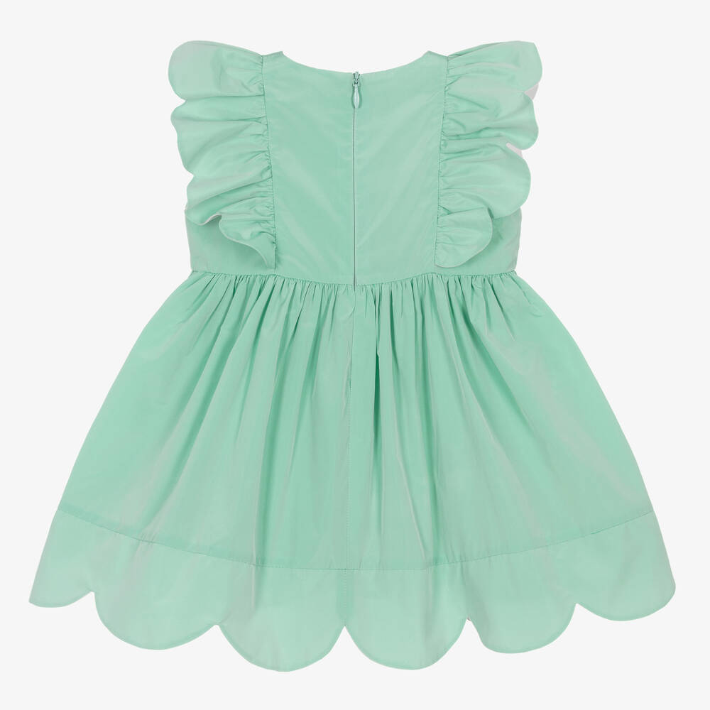Stella McCartney Kids-Baby Girls Green Frilled Taffeta Dress | Childrensalon Outlet