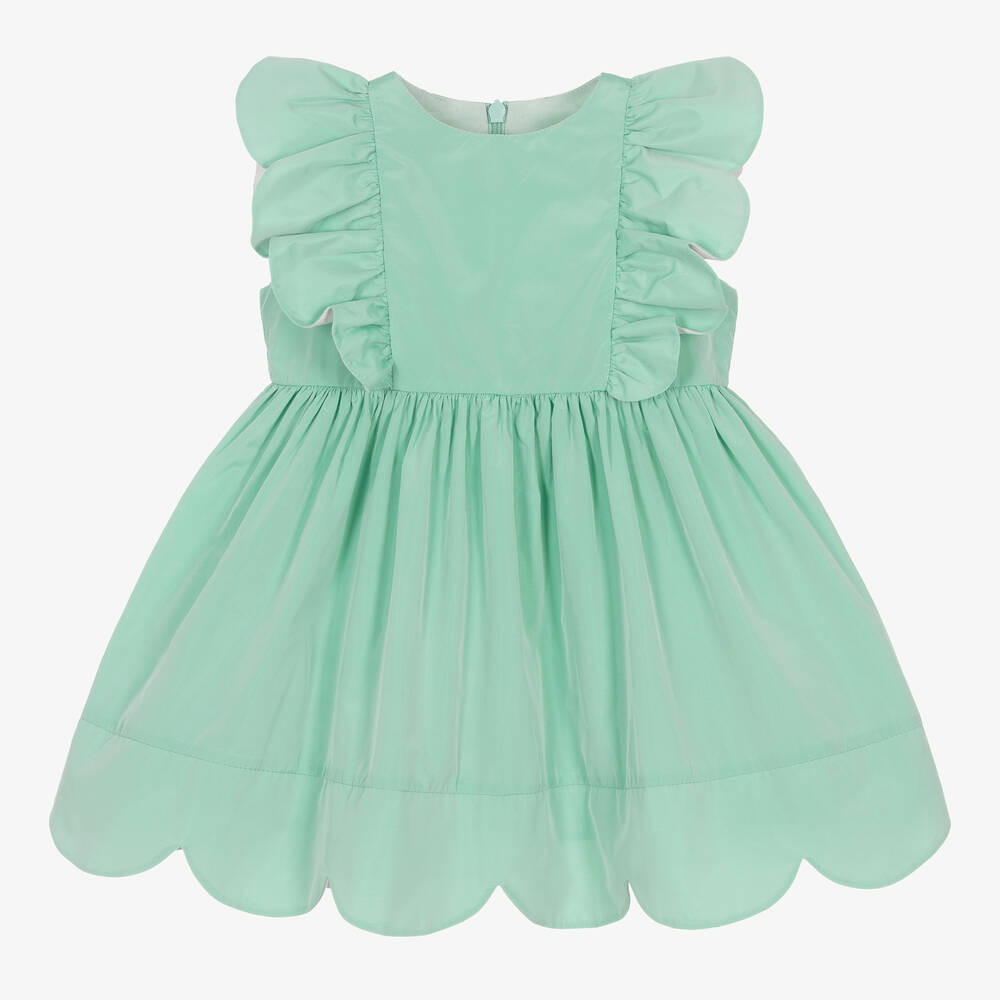 Stella McCartney Kids-Baby Girls Green Frilled Taffeta Dress | Childrensalon Outlet