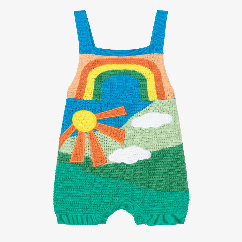 Stella McCartney Kids - Зеленый трикотажный песочник с радугой | Childrensalon