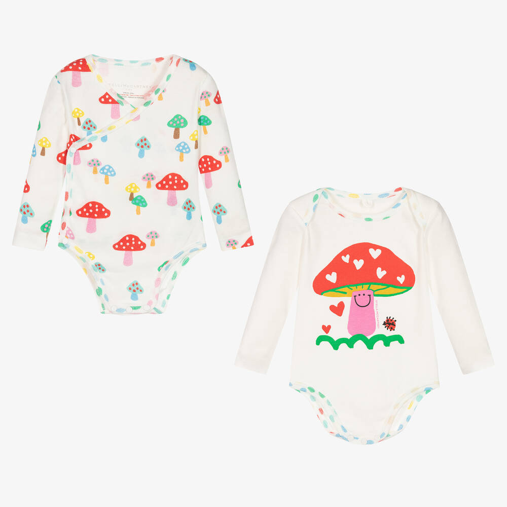 Stella McCartney Kids - Baby Girls Ivory Cotton Bodyvests (2 pack) | Childrensalon