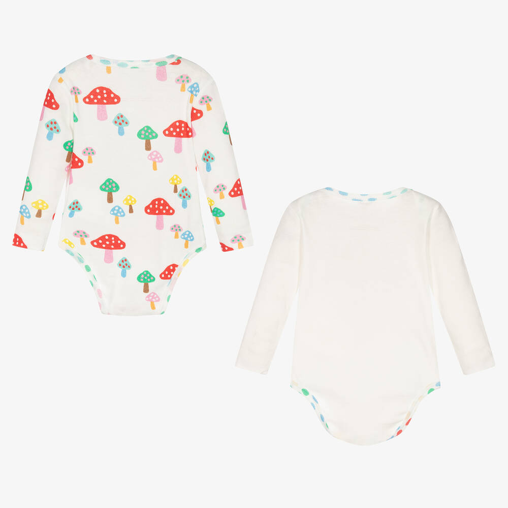 Stella McCartney Kids-Baby Girls Ivory Cotton Bodyvests (2 Pack) | Childrensalon Outlet