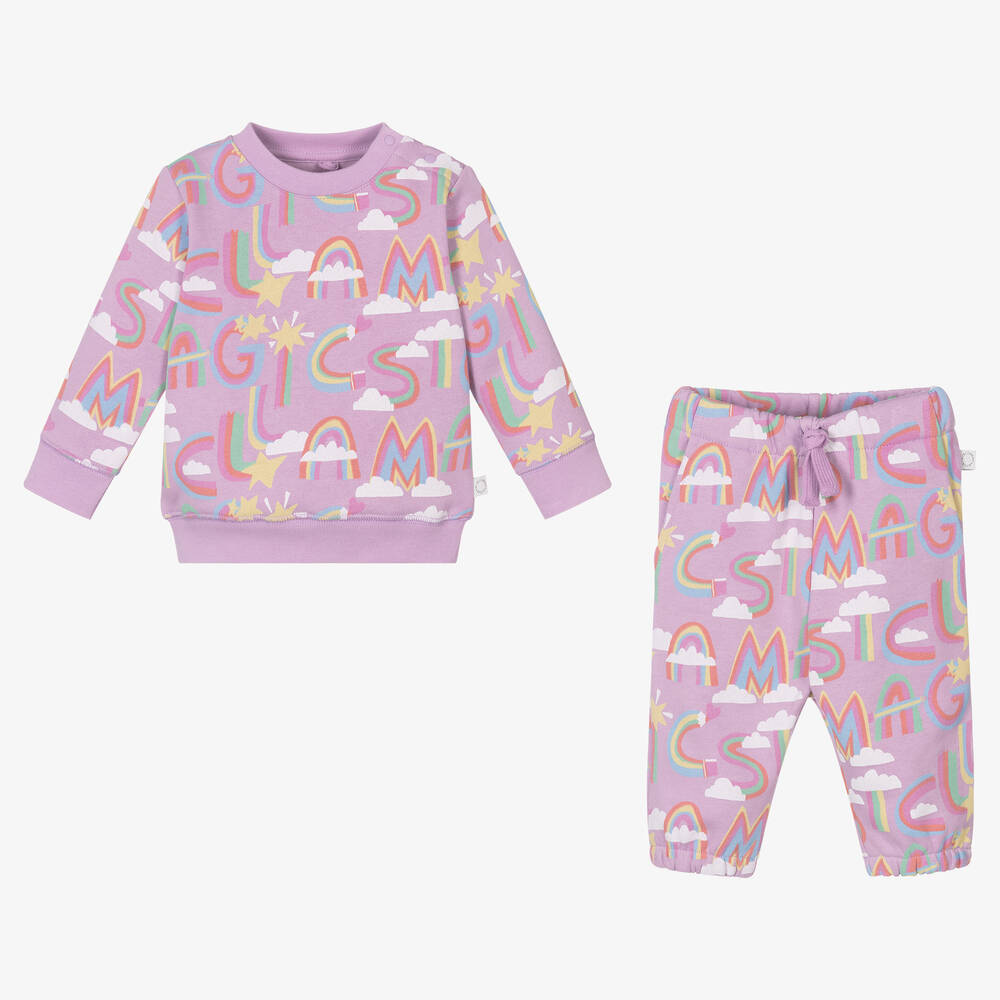 Stella McCartney Kids-بدلة رياضية أطفال بناتي قطن لون بنفسجي وأرجواني | Childrensalon Outlet