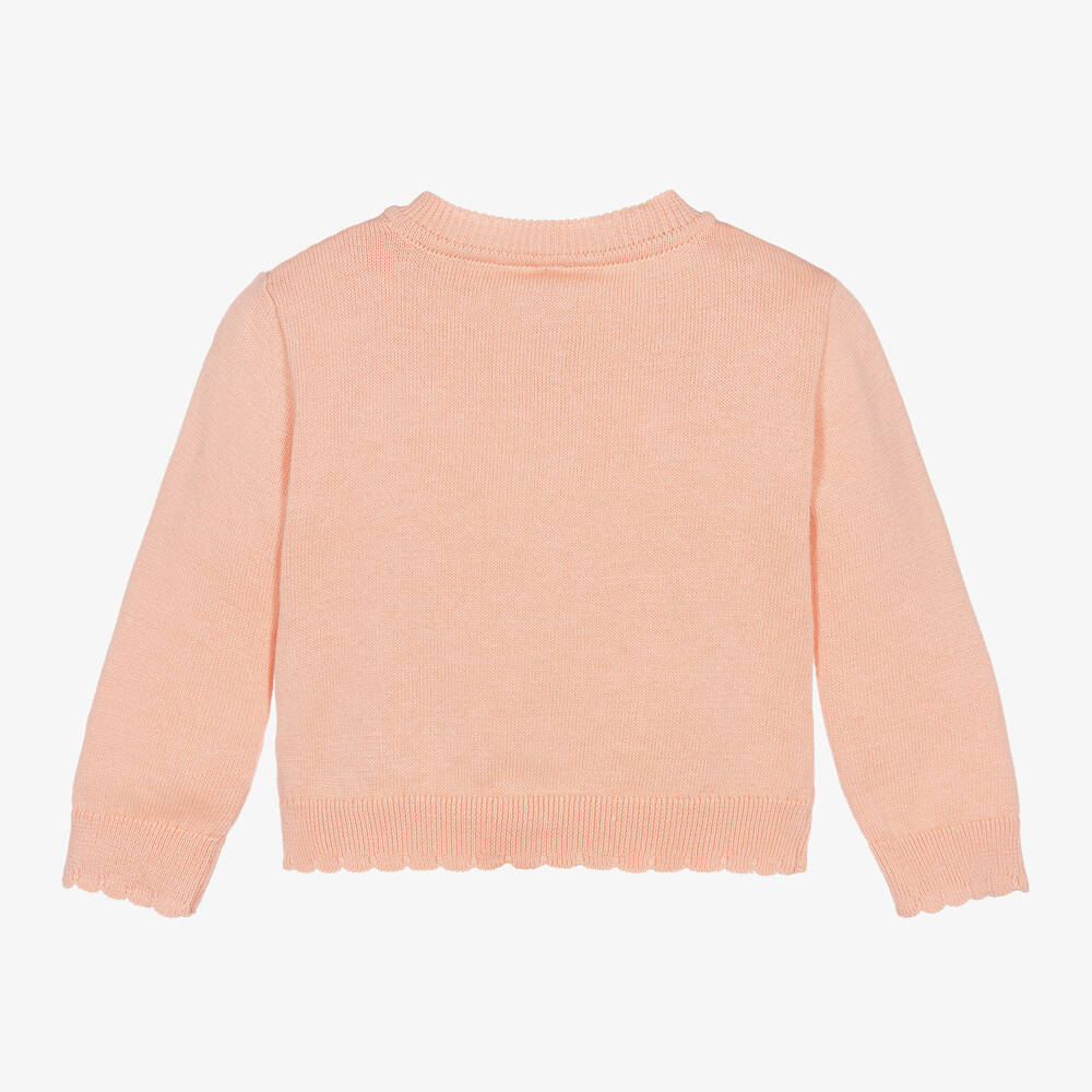 Stella McCartney Kids-Baby Girls Orange Floral Cotton Knit Cardigan | Childrensalon Outlet