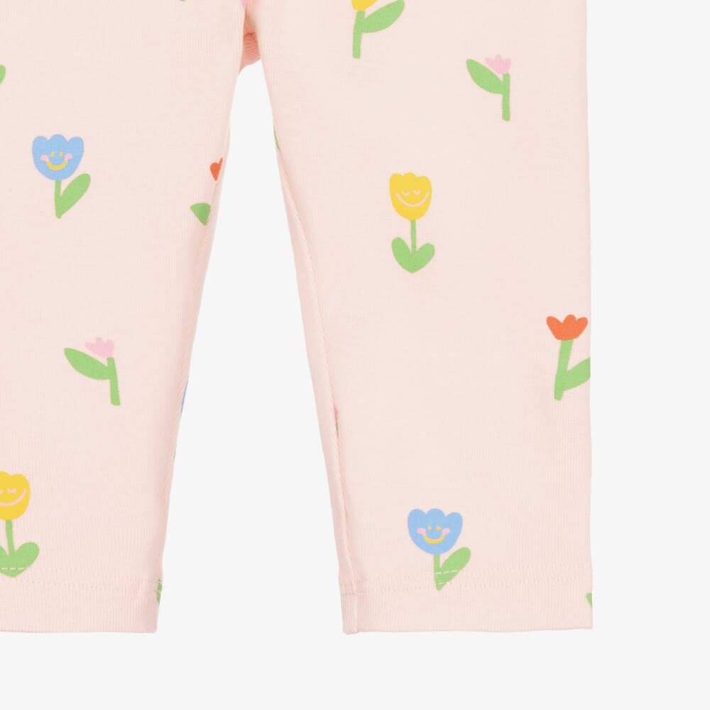 Stella McCartney Kids-Baby Girls Pink Cotton Floral Pattern Leggings | Childrensalon Outlet