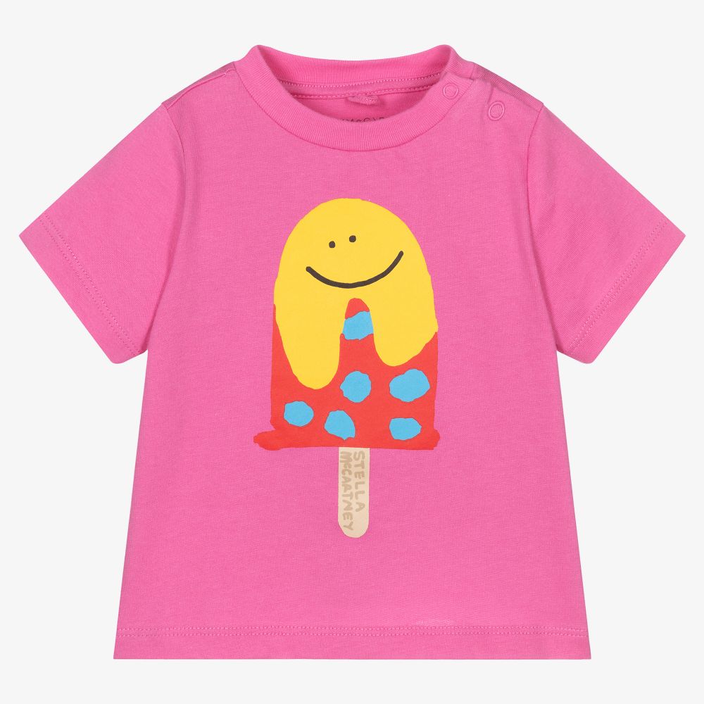 Stella McCartney Kids - Розовая хлопковая футболка для малышек | Childrensalon