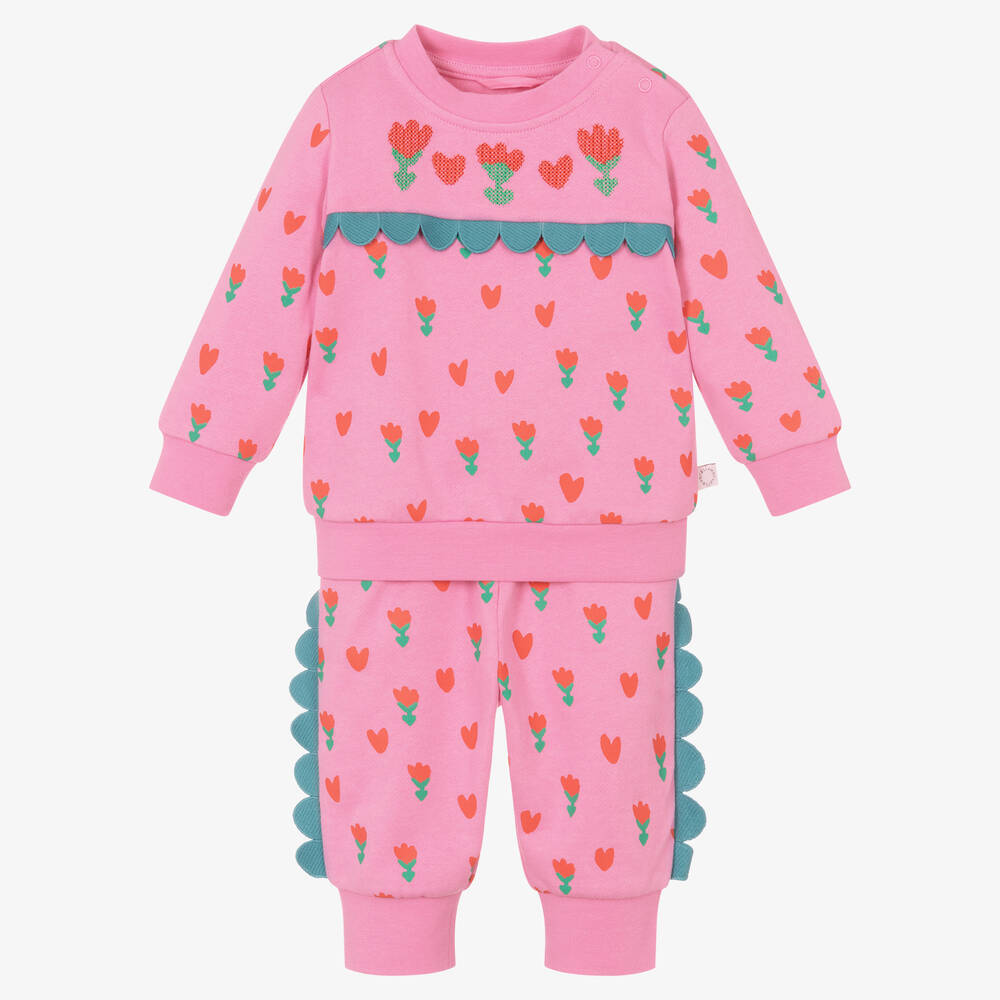 Stella McCartney Kids - Розовый спортивный костюм из хлопка с тюльпанами | Childrensalon