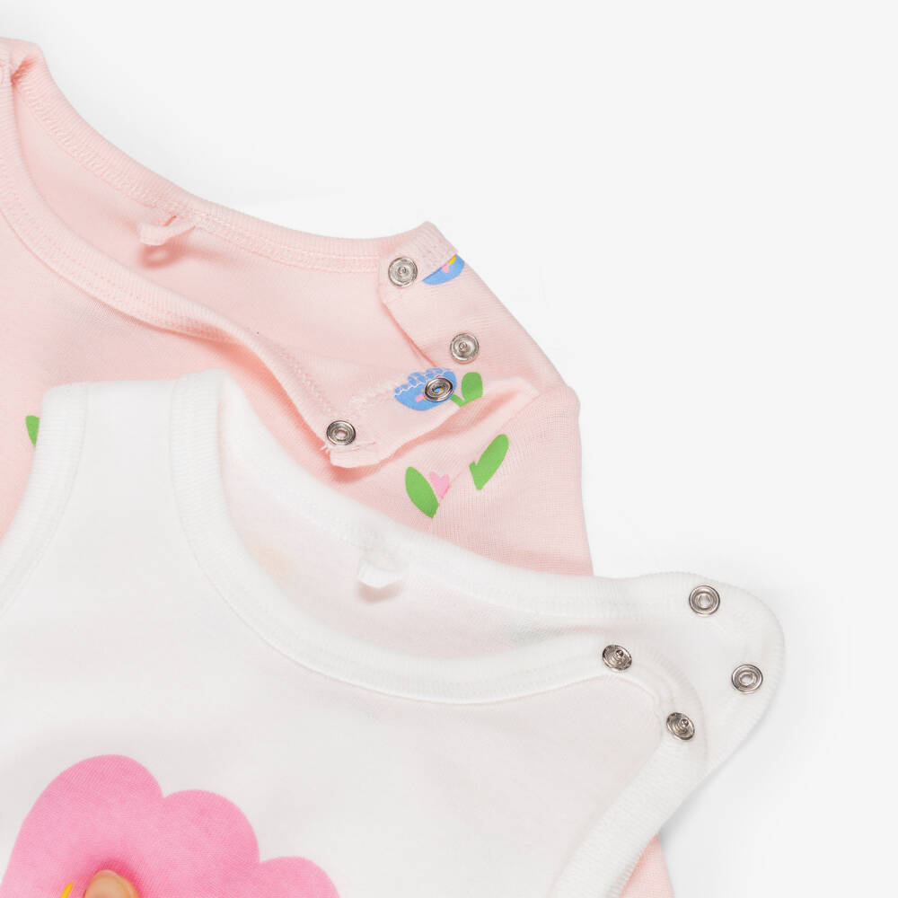 Stella McCartney Kids-Baby Girls Pink Floral Cotton Babysuit Set | Childrensalon Outlet
