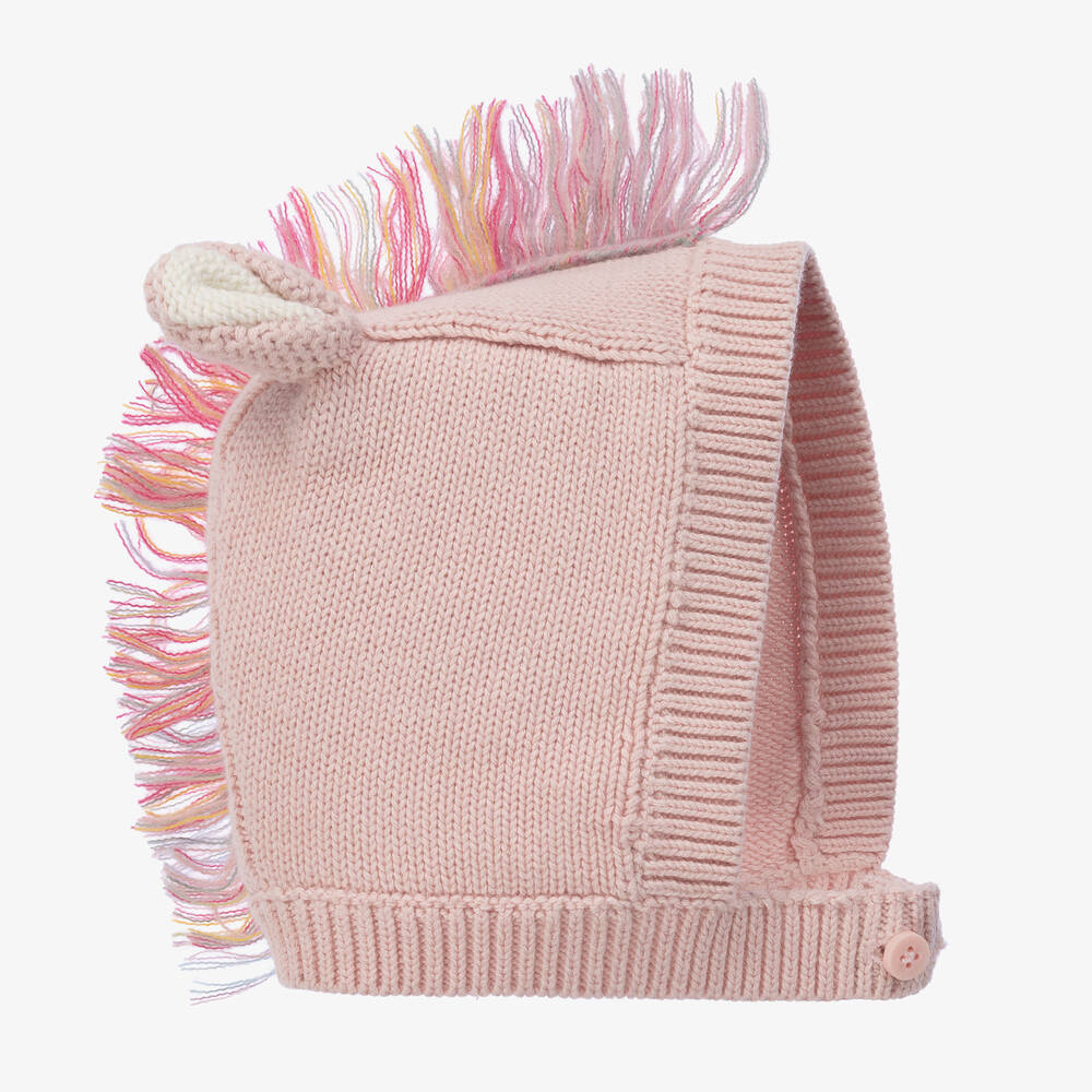 Stella McCartney Kids-قبعة بونيه أطفال بناتي قطن عضوي محبوك لون زهري | Childrensalon Outlet