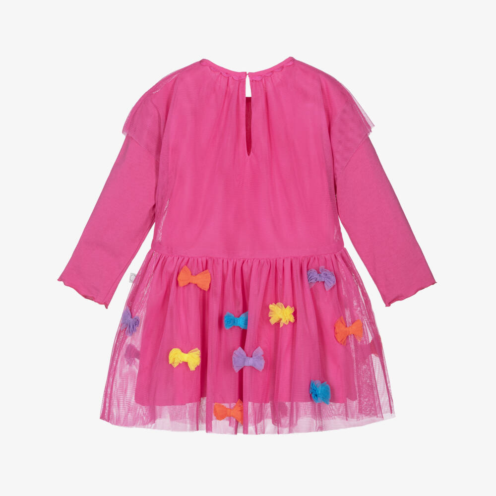 Stella McCartney Kids-Baby Girls Pink Tulle Dress with Colourful Bows | Childrensalon Outlet