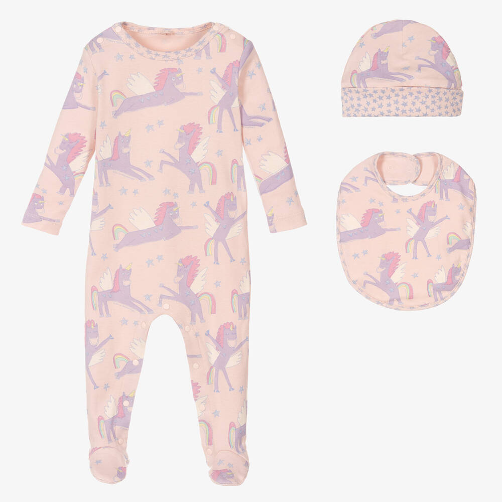 Stella McCartney Kids-Розовый комплект с комбинезоном с единорогами | Childrensalon Outlet
