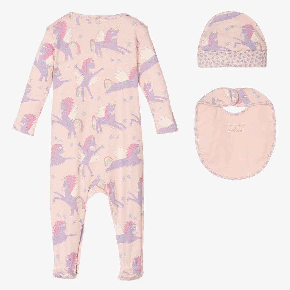Stella McCartney Kids-طقم أفرول قطن عضوي لون زهري للمولودات | Childrensalon Outlet