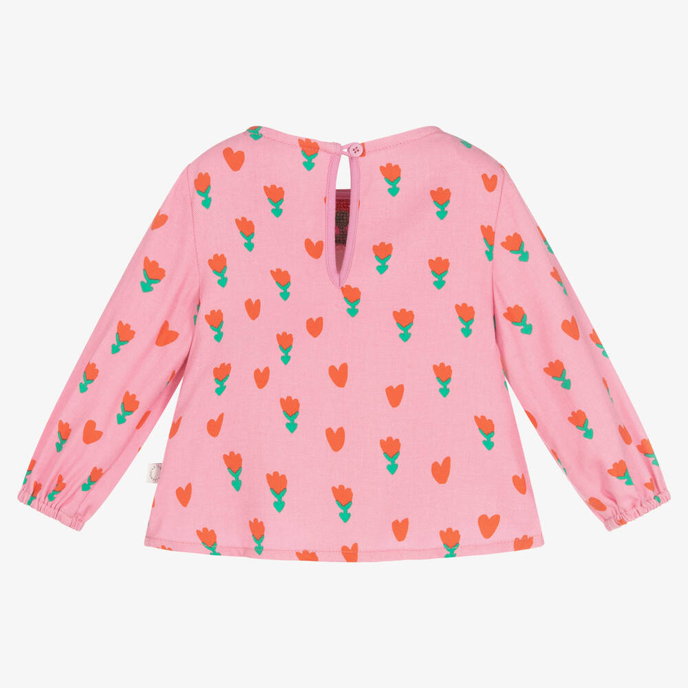 Stella McCartney Kids-بلوز بطبعة توليب فيسكوز لون زهري أطفال بناتي | Childrensalon Outlet