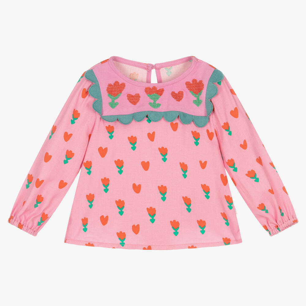 Stella McCartney Kids - Baby Girls Pink Viscose Tulips Blouse | Childrensalon