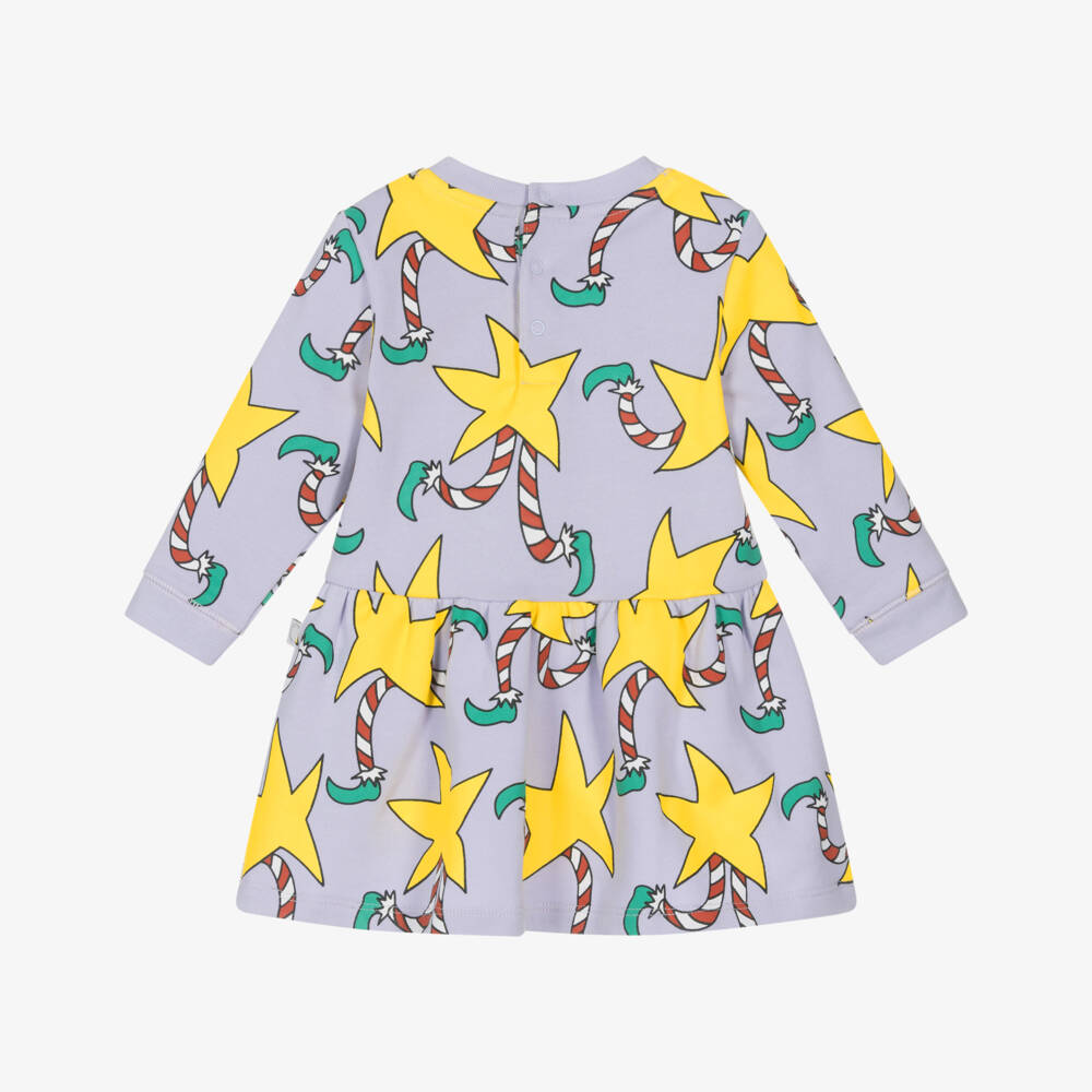 Stella McCartney Kids-Baby Girls Purple & Yellow Star Print Cotton Dress | Childrensalon Outlet