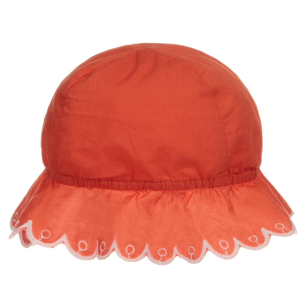 Girls red sun hat top